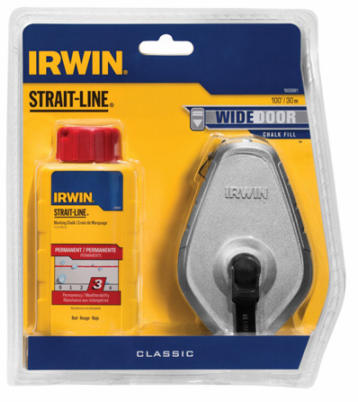 Irwin STRAIT-LINE 100 Ft. Classic Chalk Line Reel and Chalk, Red