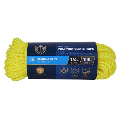 Rope Twisted Yellow Poly 1/4" x 100'
