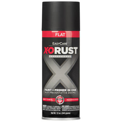 Anti-Rust Direct to Metal Paint+Primer Spray Enamel Black Flat 12 oz