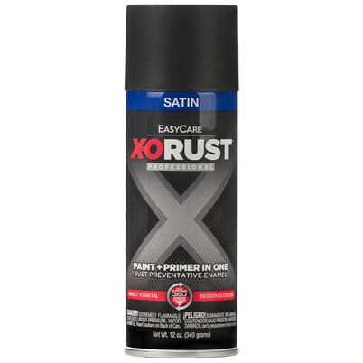 Anti-Rust Direct to Metal Paint+Primer Spray Enamel Black Satin 12 oz