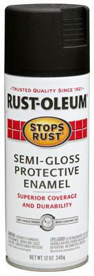 Stops Rust Protective Enamel Spray Paint Black Semi-Gloss 12 oz
