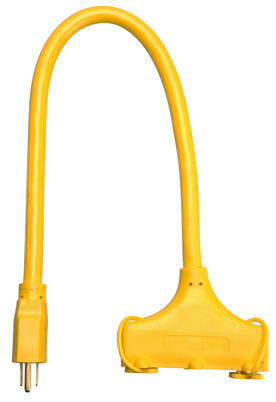 Extension Cord Indoor/Outdoor 3-Outlet 12/3 STW Yellow 2'