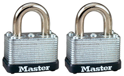 Padlock Keyed-Alike Laminated Warded Steel 1-1/2" 2 Pack