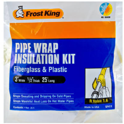 Pipe Wrap Insulation Kit Fiberglass 3" x 25'