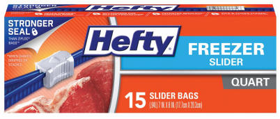 Hefty 1 Qt. Slider Freezer Bag Stand and Fill Expandable Bottom (15-Count)