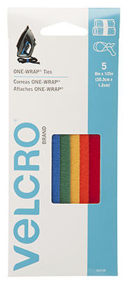 ONE-WRAP Fastener Ties Multi-Color 1/2" x 8" 5 Pack