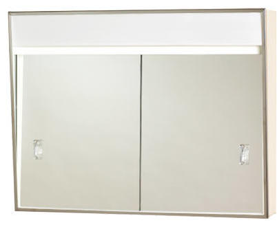 Zenith Stainless Steel 23.5 In. W x 18.25 In. H x 5.63 In. D Bi-View Surface Mount Lighted Medicine Cabinet