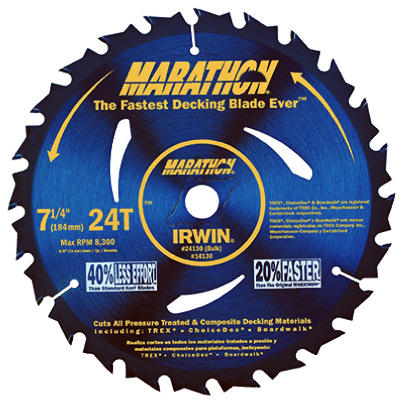 Irwin Marathon 7-1/4 In. 24-Tooth Composite Decking Circular Saw Blade