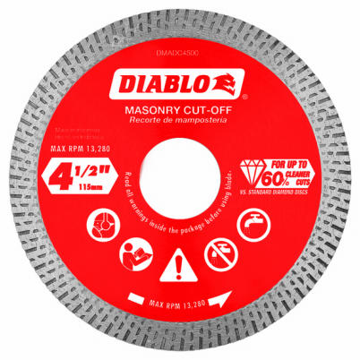 Diablo 4-1/2 In. Diamond Continuous Rim Dry/Wet Cut Diamond Blade