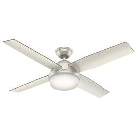 Hunter Dempsey 52-in Matte Nickel Indoor/Outdoor Ceiling Fan with Light Kit and Remote (4-Blade)