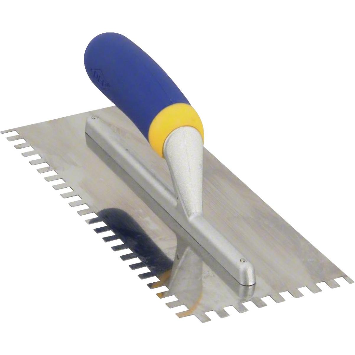 QEP 1/4 In. x 3/8 In. x 1/4 In. Stainless Steel Square Notched Trowel with Comfort Grip