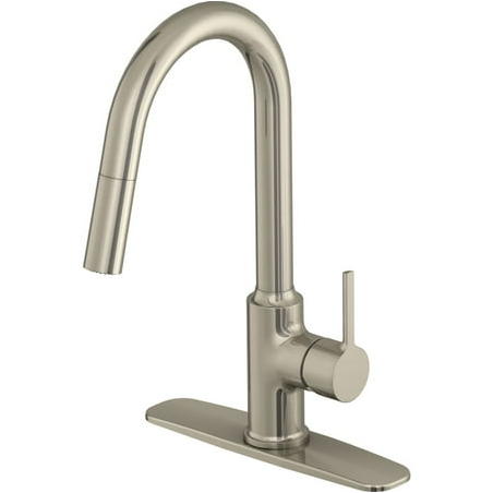 Home Impressions Contemporary Builder 1-Handle Lever Pull-Down Kitchen Faucet, Brushed Nickel