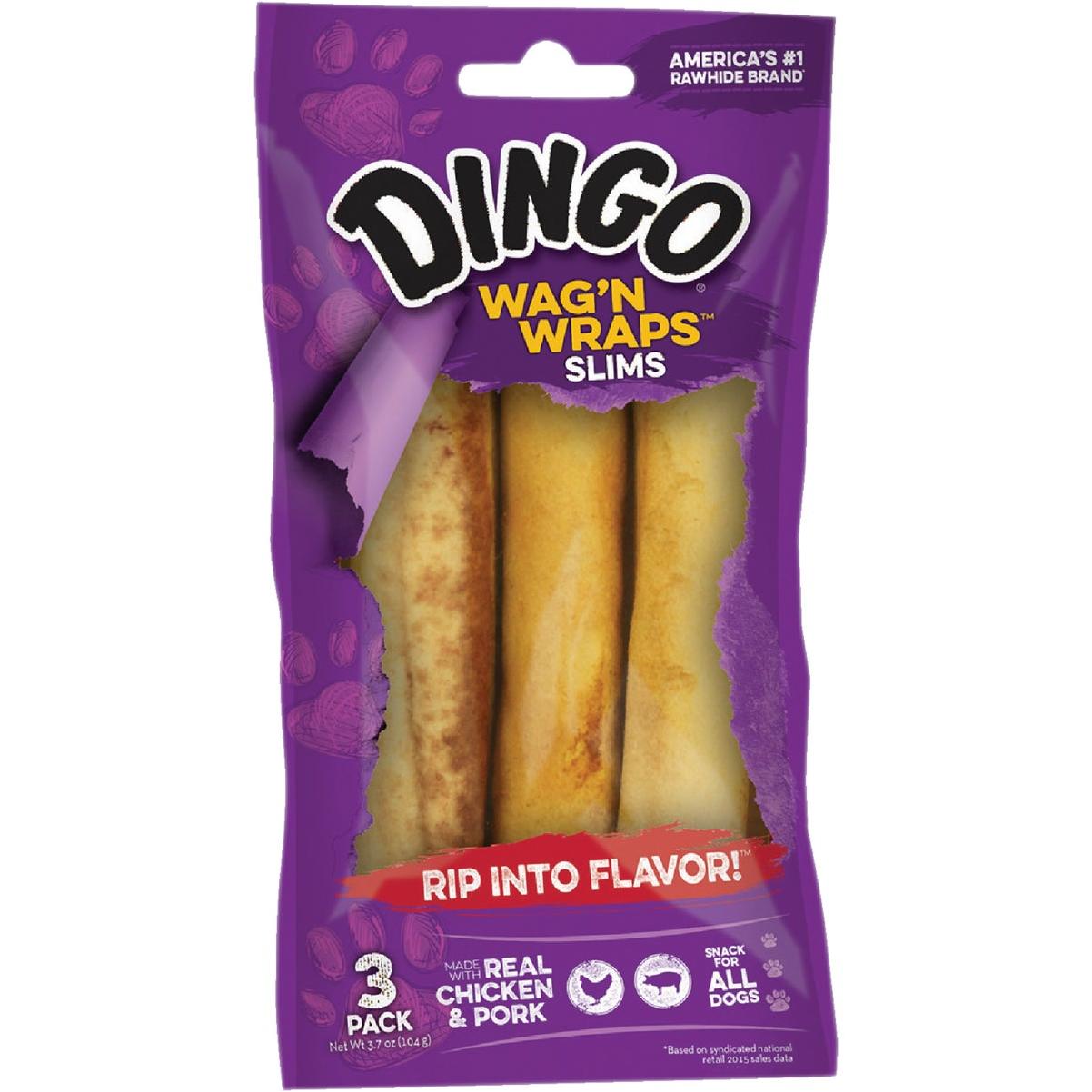 Dingo Wagn'Wraps Chicken Wrap Stick 3.7 Oz. Rawhide Chew, (3-Pack)
