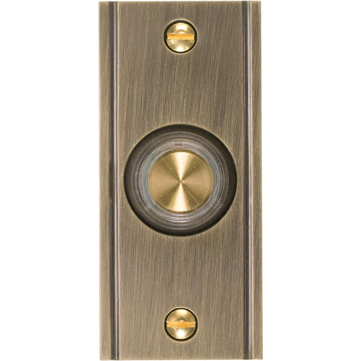 IQ America Wired Antique Brass Lighted Doorbell Push-Button