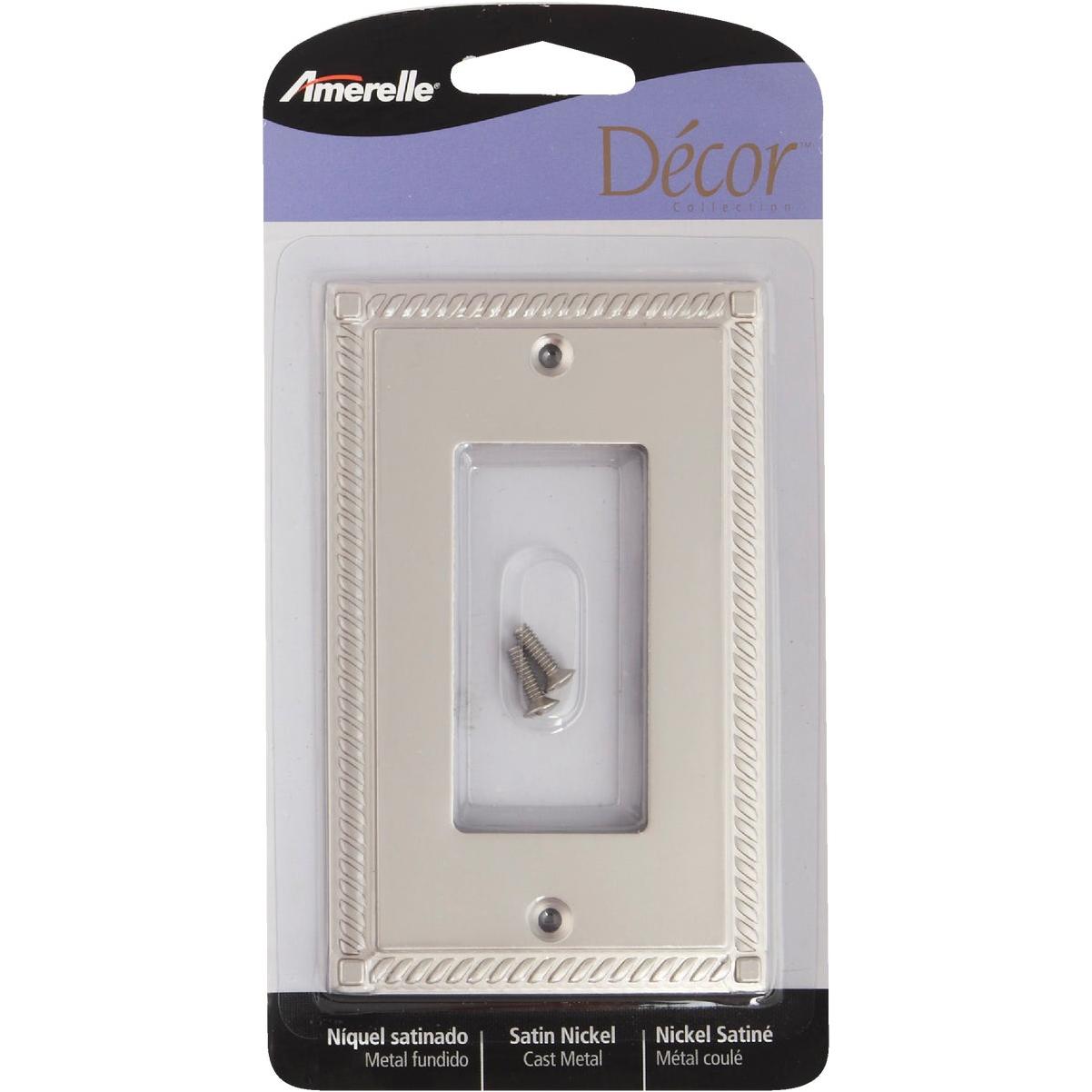Amerelle Georgian 1-Gang Cast Metal Rocker Decorative Wall Plate, Satin Nickel