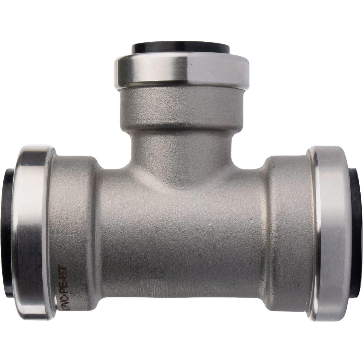 QuickFitting 1 In. x 1 In. x 3/4 In. Push-to-Connect Stainless Steel Reducing Tee