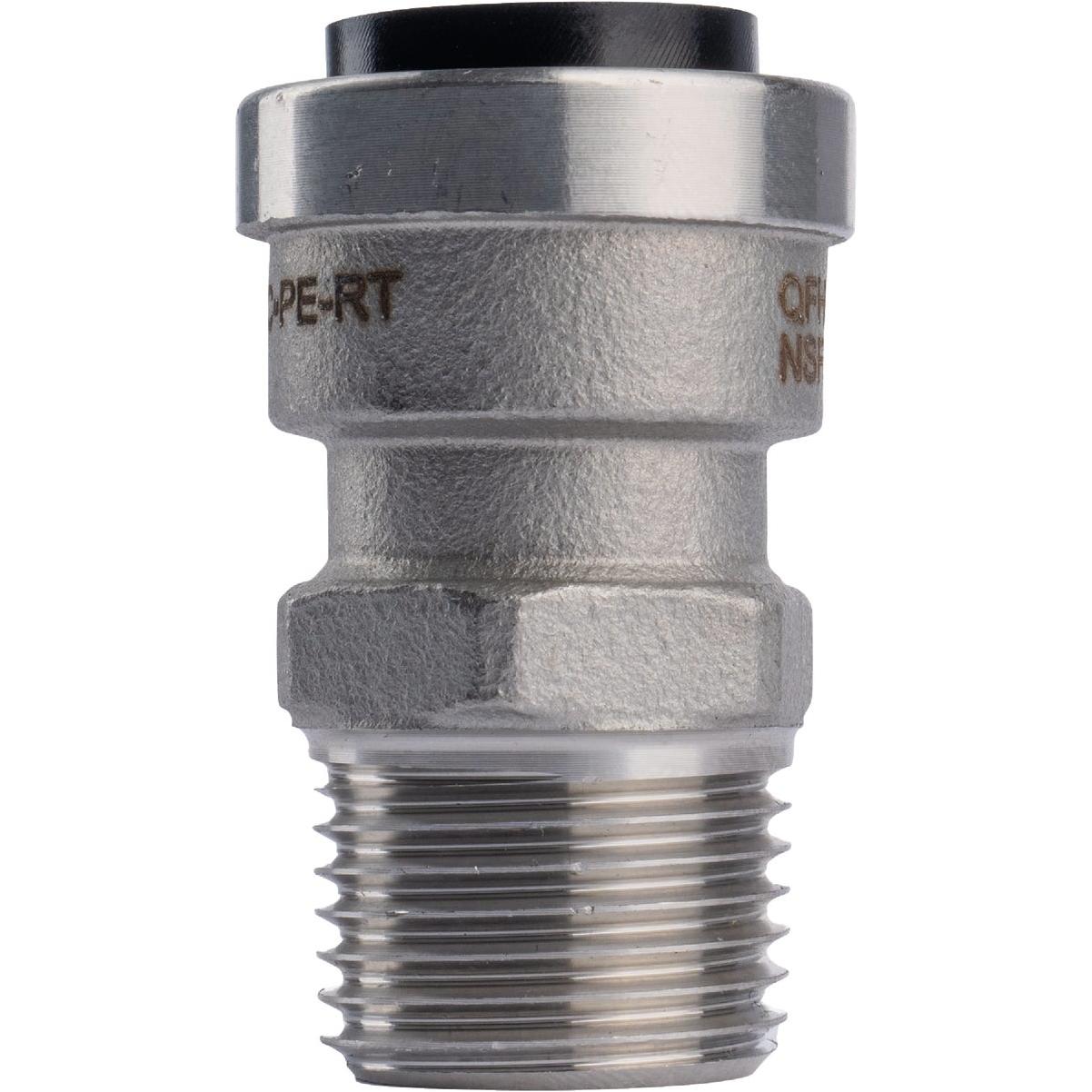 QuickFitting 1/2 In. Push-to-Connect x 1/2 In. MNPT Stainless Steel Straight Male Adapter