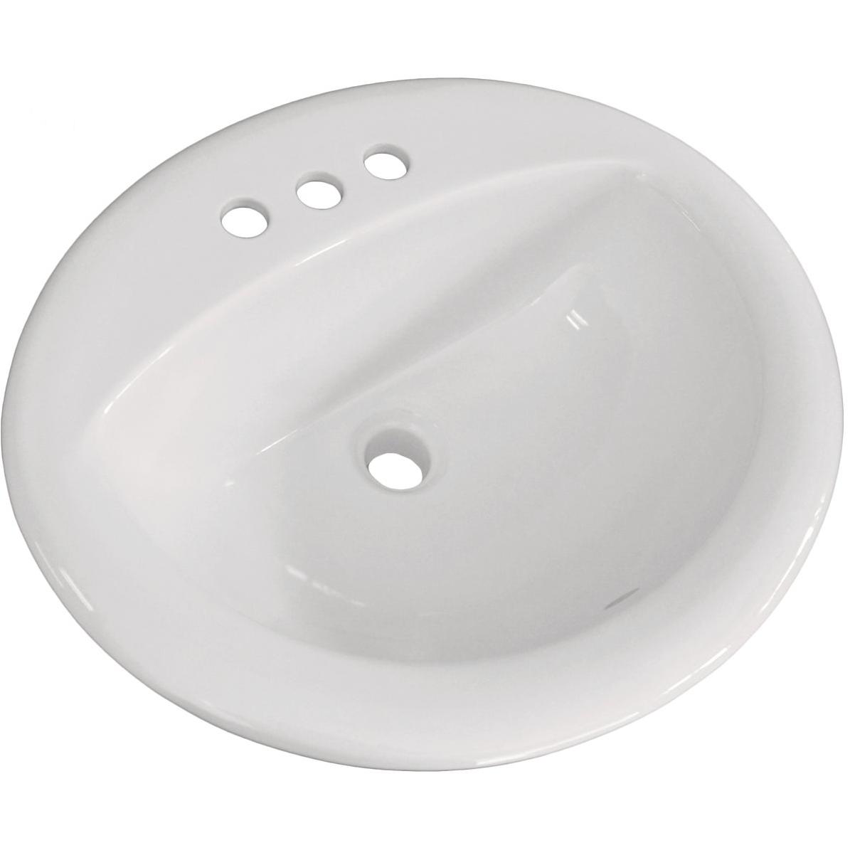 Compass Manufacturing Canton Oak Lawn Oval Drop-In Bathroom Sink, White