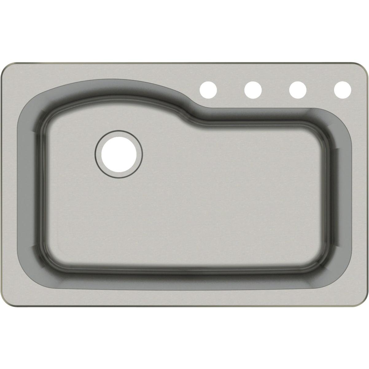 Compass Manufacturing 33 In. x 22 In. x 9 In. Single Bowl Stainless Steel Top Mount Offset Kitchen Sink