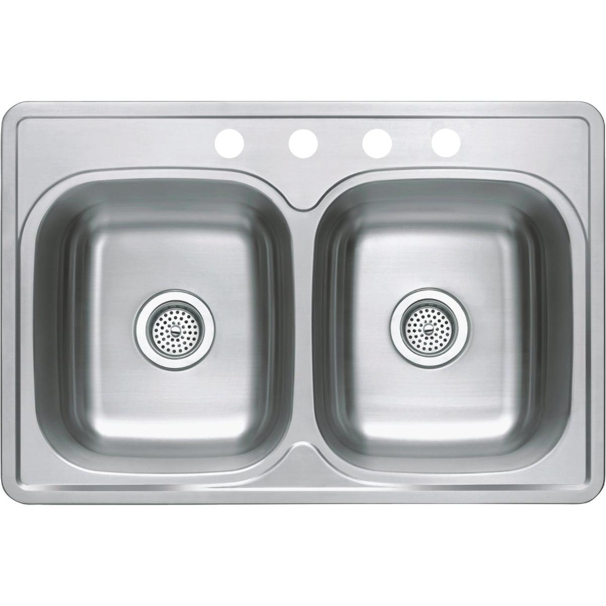 Compass Manufacturing 33 In. x 22 In. x 7 In. Double Bowl Stainless Steel Kitchen Sink