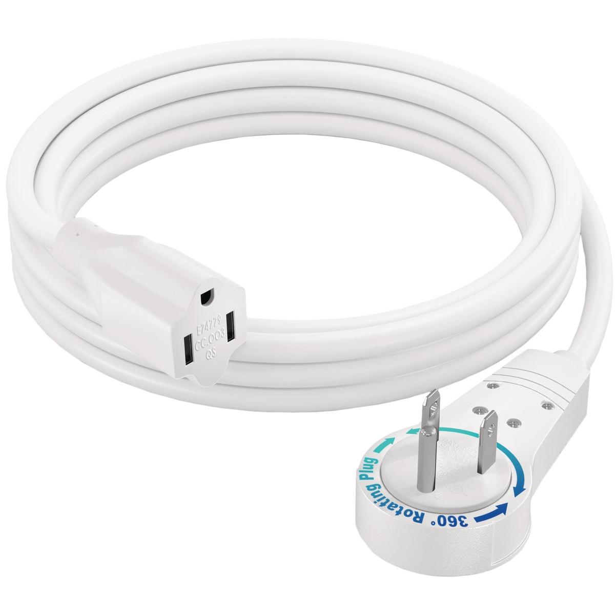 Maximm 6 Ft. 16/3 White 1-Outlet 360 Deg. Rotating Plug Extension Cord