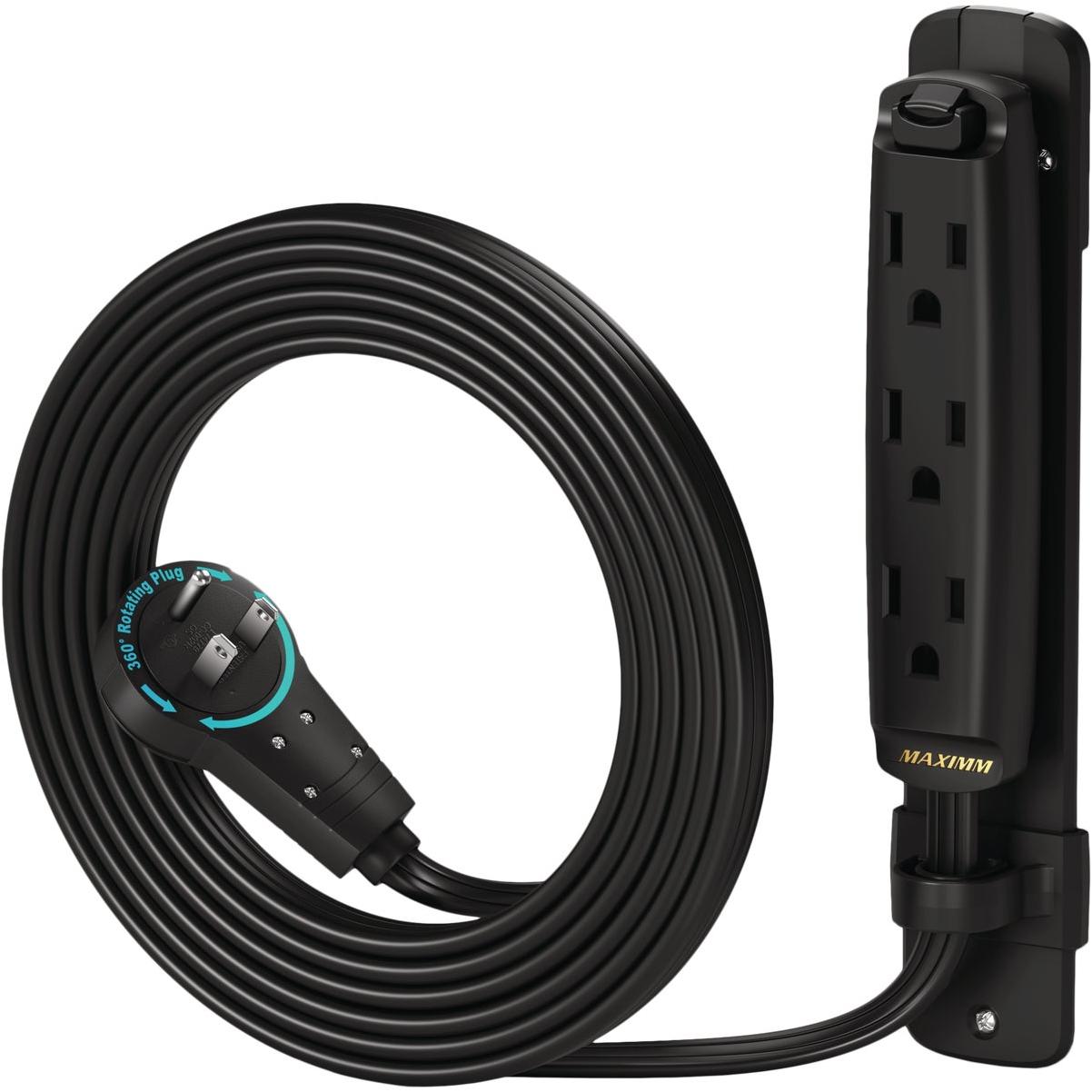 Maximm 6 Ft. 16/3 Black 3-Outlet 360 Deg. Rotating Plug Extension Cord