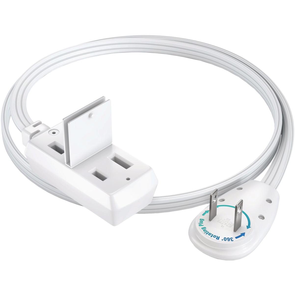Maximm 1 Ft. 16/2 White 3-Outlet 360 Deg. Rotating Plug Extension Cord with Cover