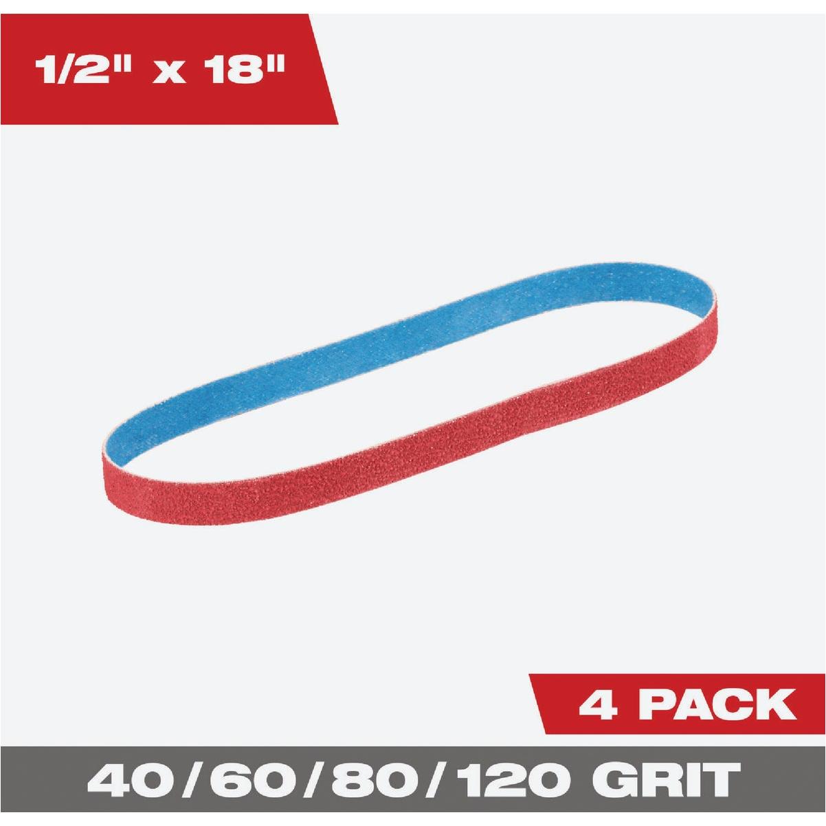 Milwaukee 1/2 In. x 18 In. 40/60/80/120 Grit Bandfile Variety Pack (4-Pack)