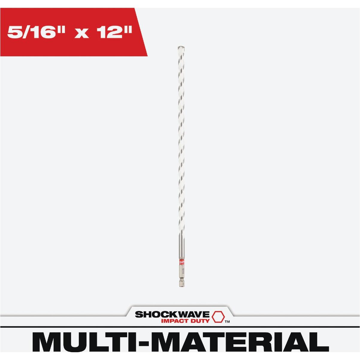 Milwaukee SHOCKWAVE 5/16 In. x 12 In. Impact Duty Carbide Multi-Material Hex Shank Drill Bit