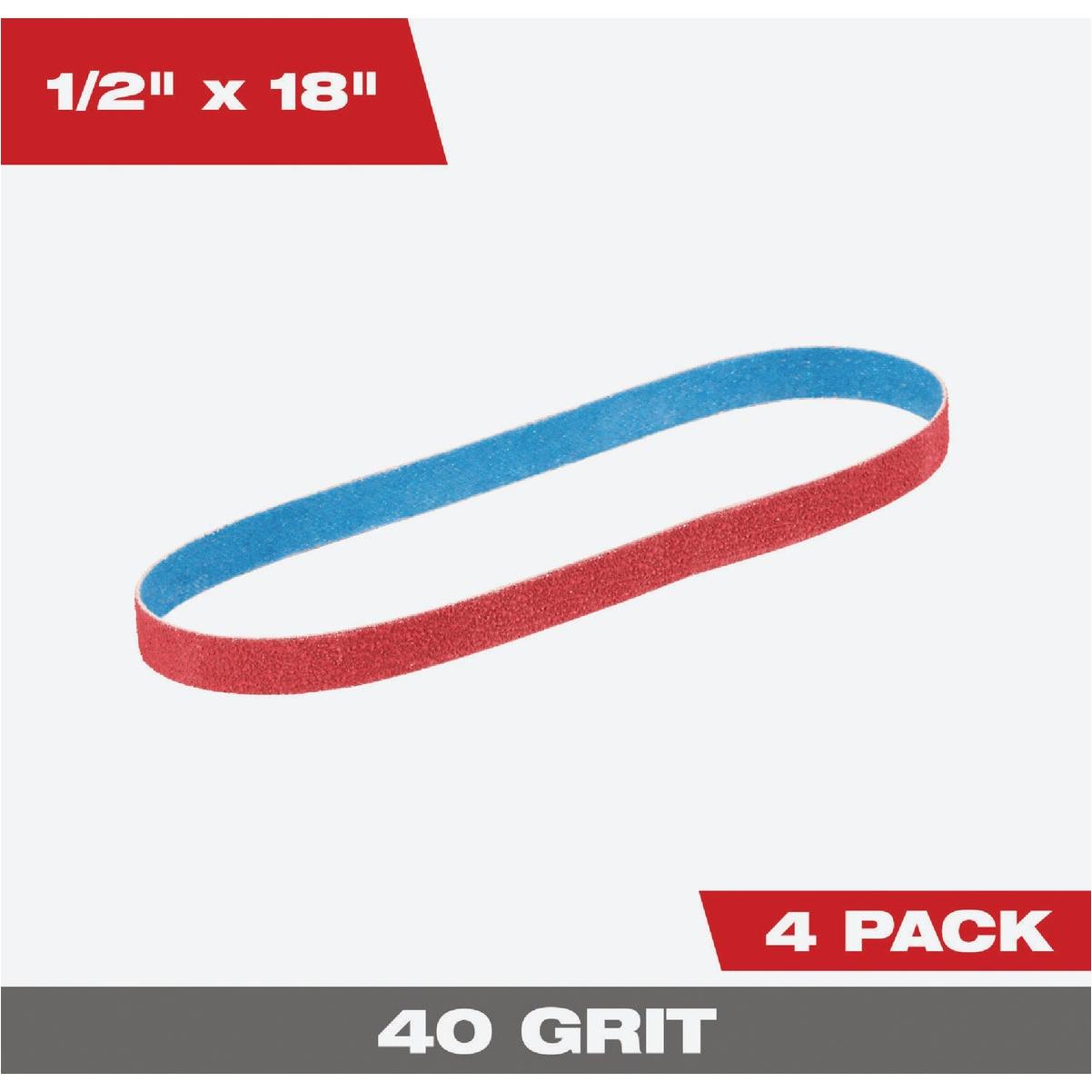 Milwaukee 1/2 In. x 18 In. 40 Grit Bandfile Belt (4-Pack)