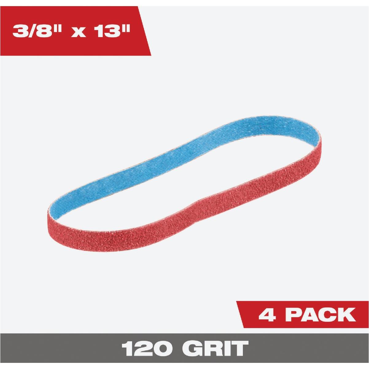 Milwaukee 3/8 In. x 13 In. 120 Grit Bandfile Belt (4-Pack)