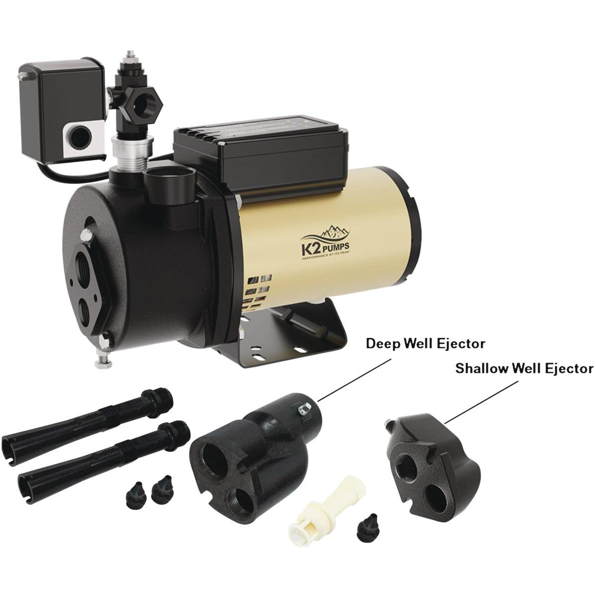 K2 IntelliJet 3/4 HP Heavy-Duty Cast Iron Convertible Deep Well Jet Pump