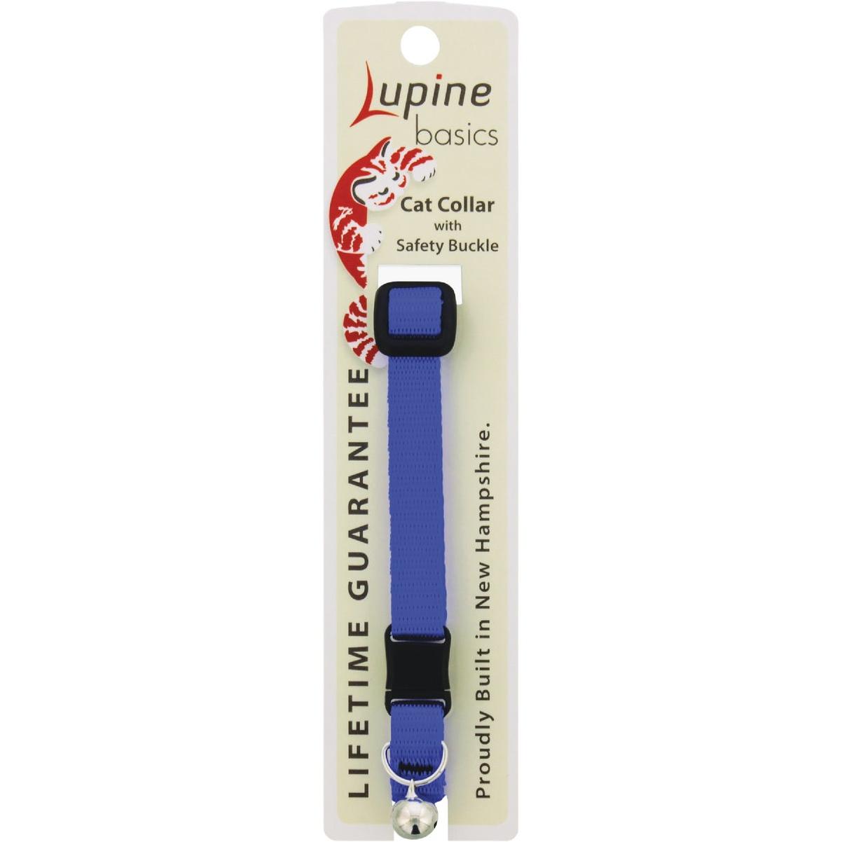 Lupine 1/2 In. Traditional Solid Blue Breakaway Cat Collar with Bell