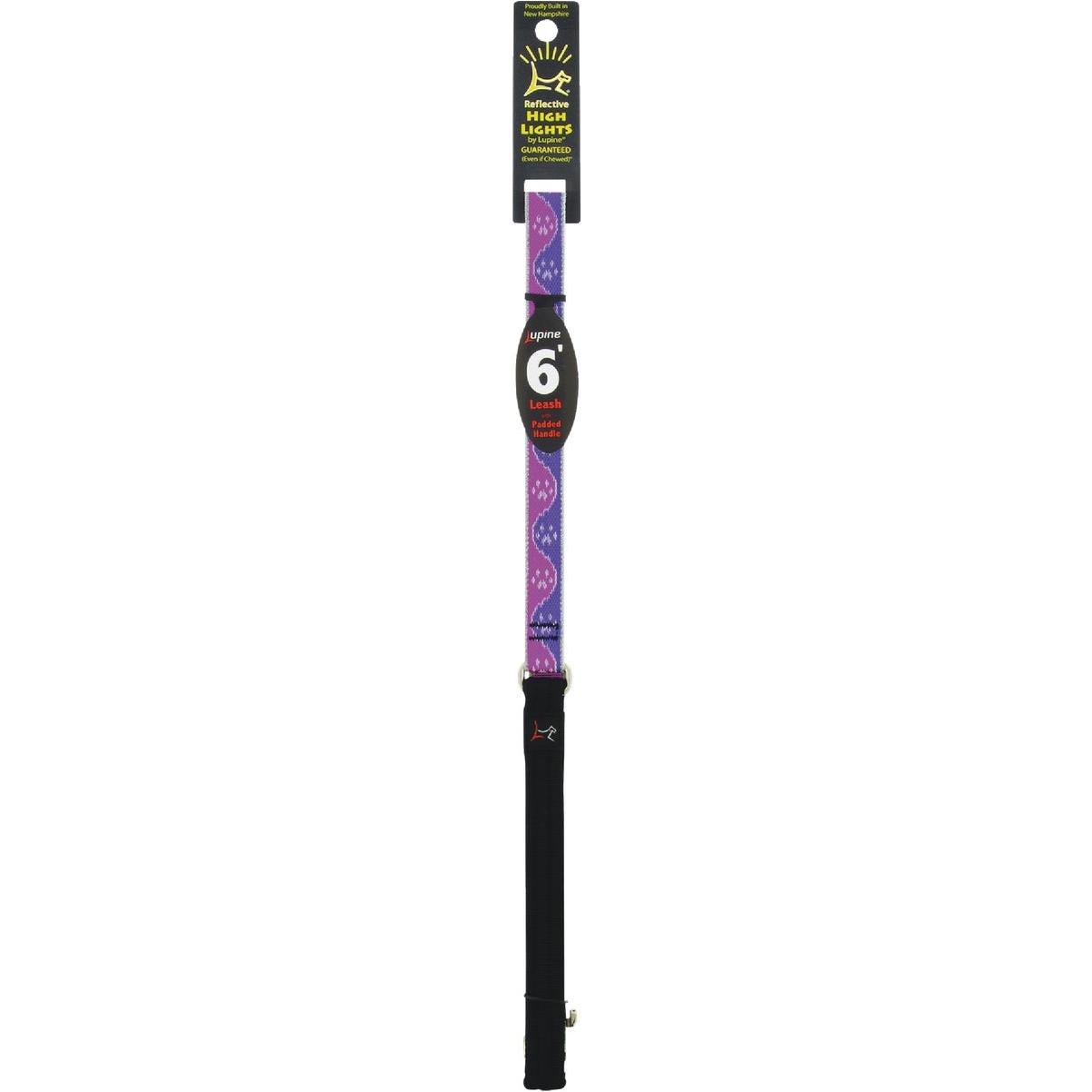 Lupine 3/4 In. x 6 Ft. Reflective Pink Paws Dog Leash