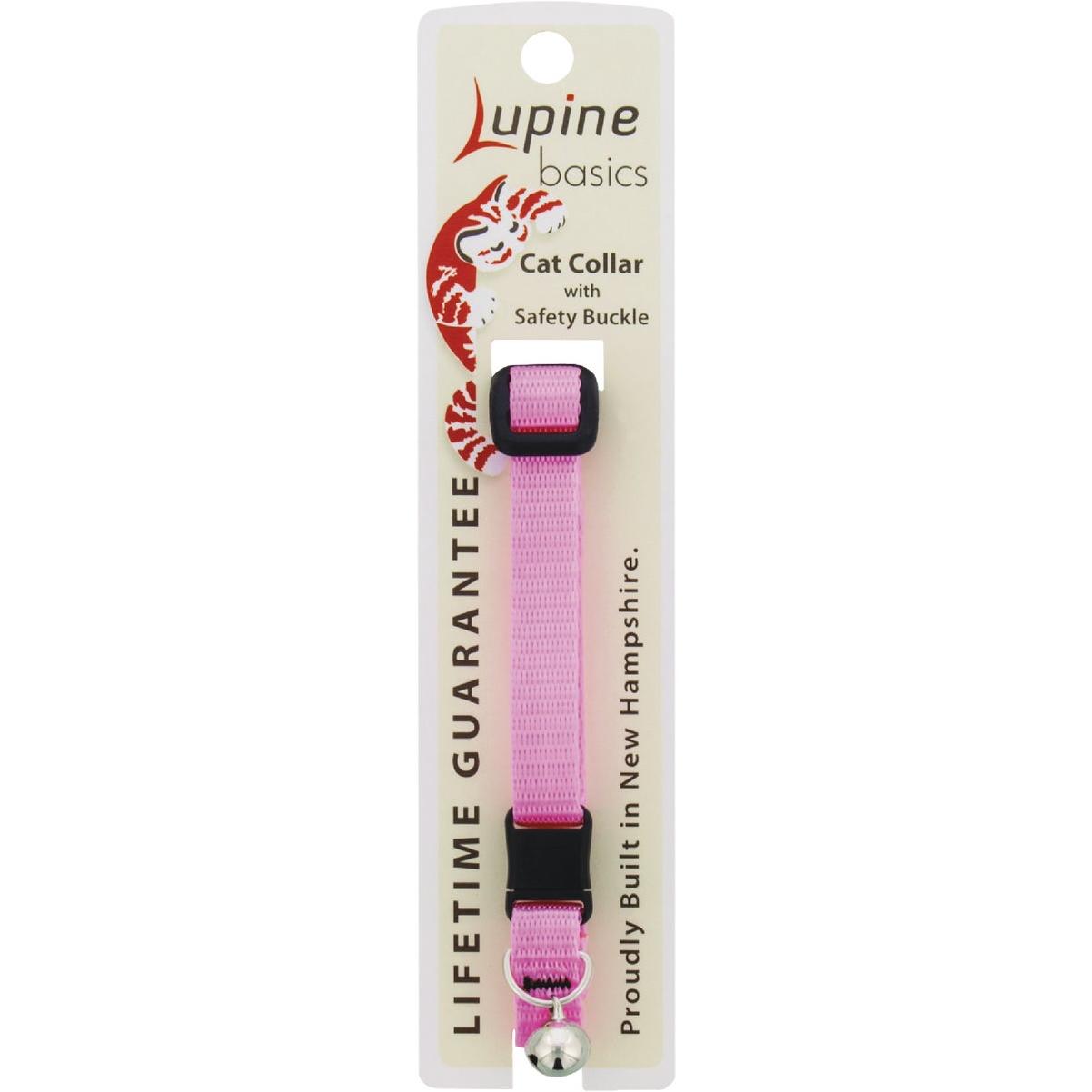 Lupine 1/2 In. Traditional Solid Pink 8 to 12 in.   Breakaway Cat Collar with Bell