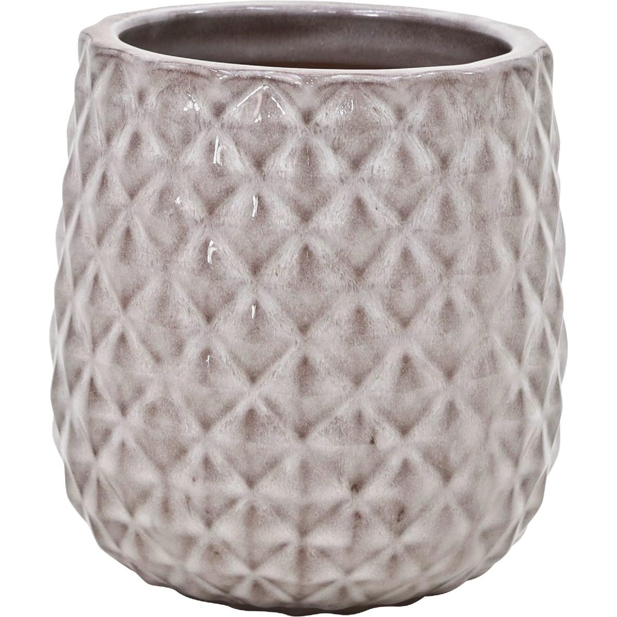 Deroma Rosemount 4.9 In. Dia. White Ceramic High Gloss Planter