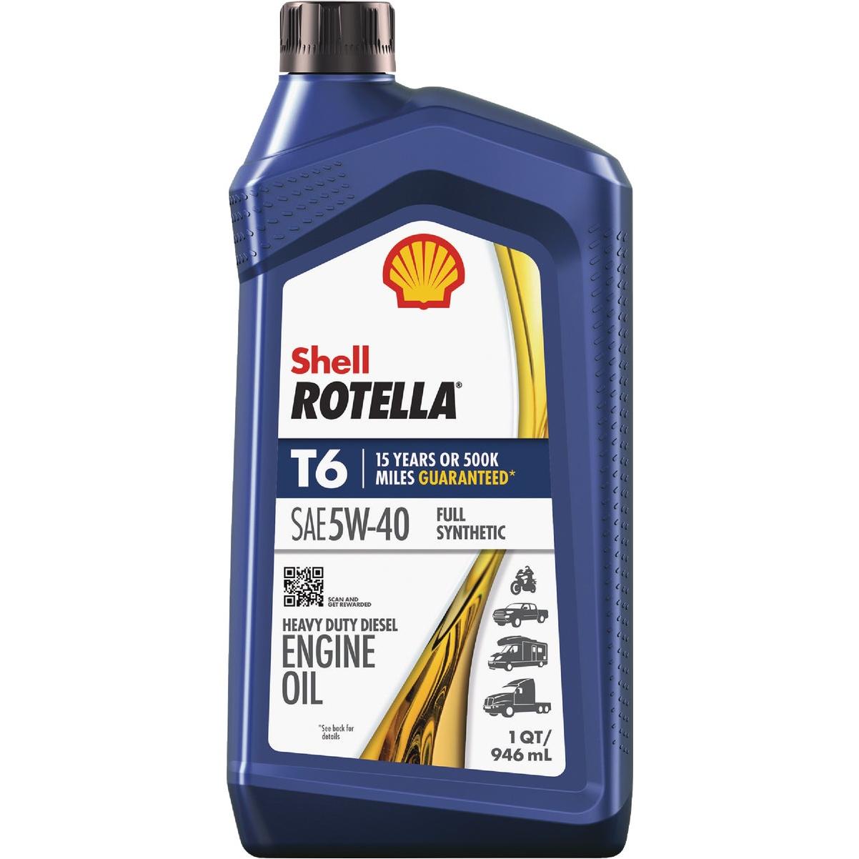 Rotella Shell T6 5W40 Oil, 1 Qt.