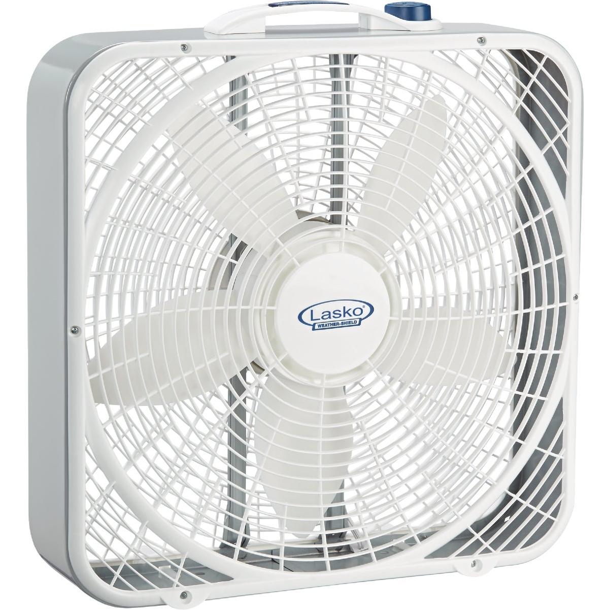 Lasko 20 In. 3-Speed White Weather-Shield Performance Box Fan