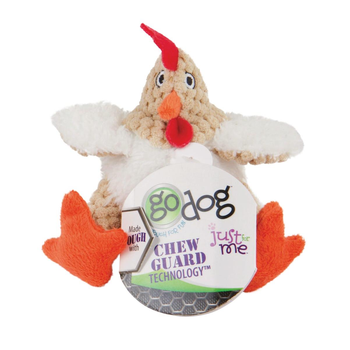 Just For Me Plush Squeaker Dog Toy with Chew Guard, White Rooster, Mini