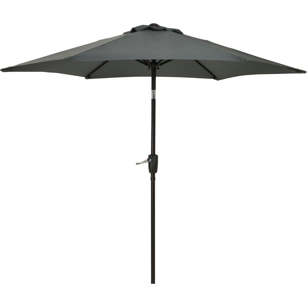 Outdoor Expressions 9 Ft. Pulley Gray Market Patio Umbrella with Chrome Plated Hardware