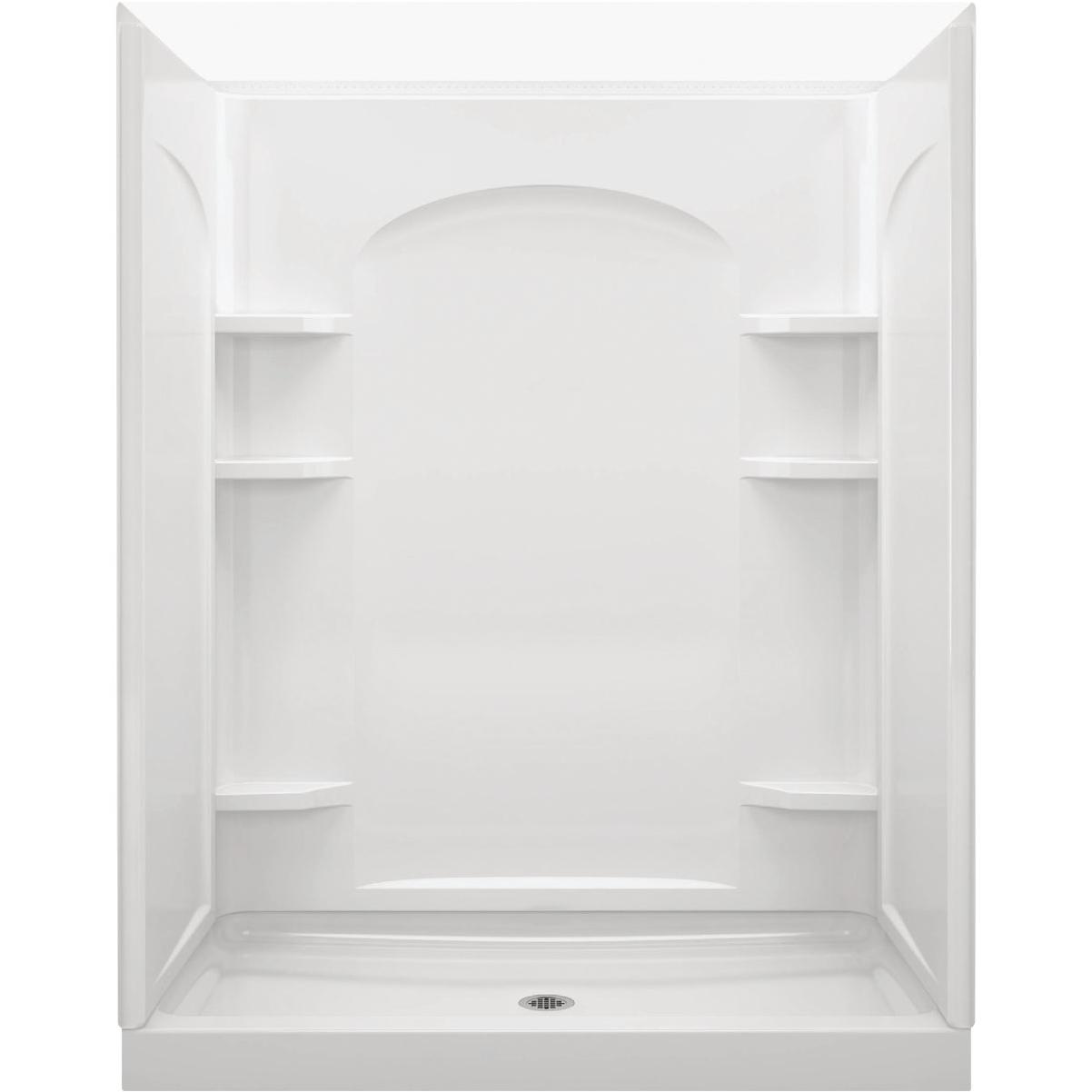 Sterling Ensemble 72-1/2 In. H. x 34 In. D. White Vikrell Curved Shower End Wall
