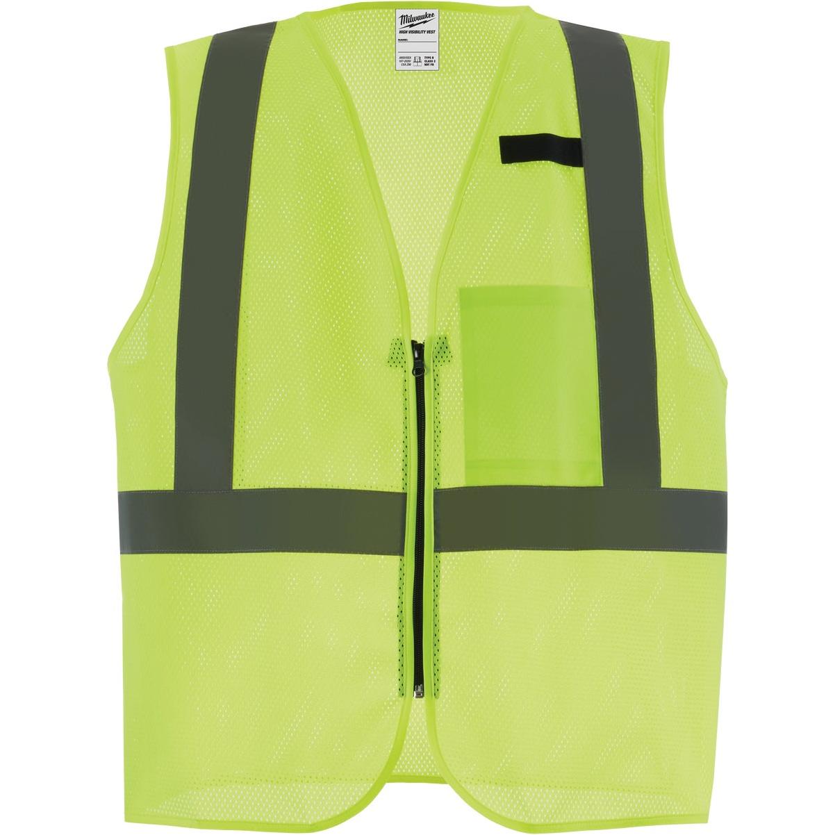 Milwaukee Class 2 High Visibility Yellow Mesh One Pocket Safety Vest, 2X/3X