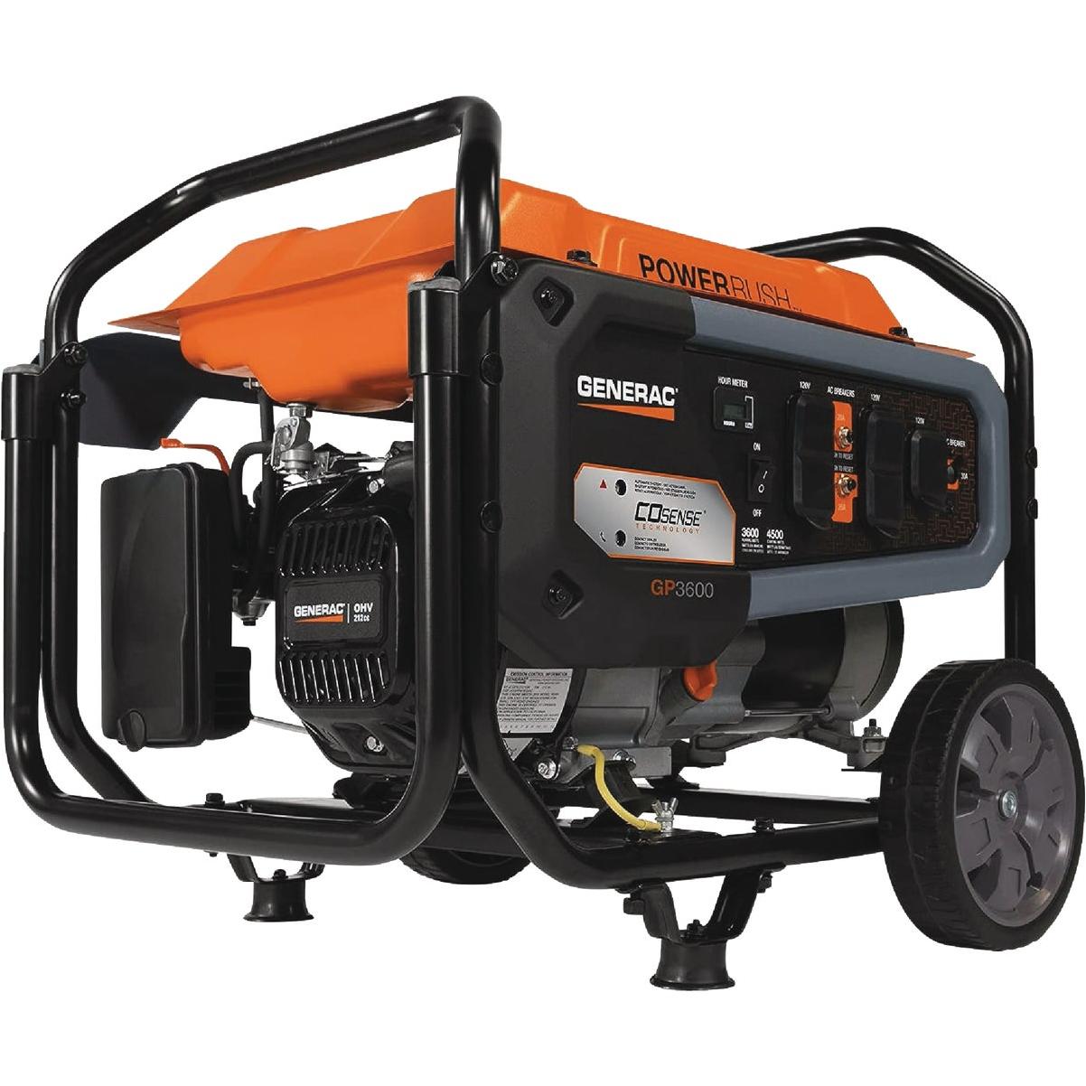 Generac GP3600 3600W Gasoline Powered Recoil Start Portable Generator