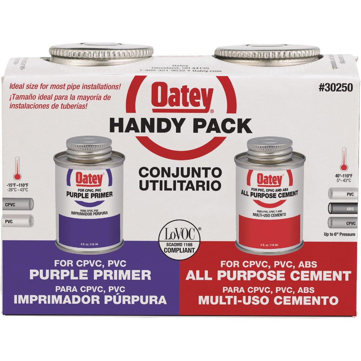 Oatey 4 Oz. All-Purpose ABS, PVC & CPVC Clear Cement & Purple Primer Handy Pack
