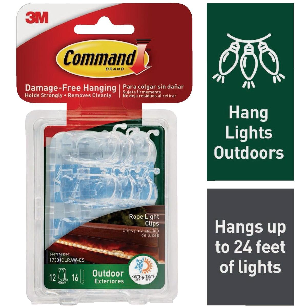 Command Outdoor Rope Light Clips, 12 Clips, 16 Strips