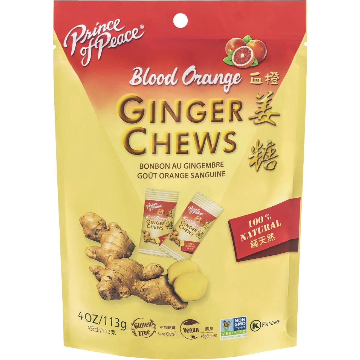 Blood Orange Ginger Chews 4oz - Delicious Ginger Candy With Blood Orange Flavor