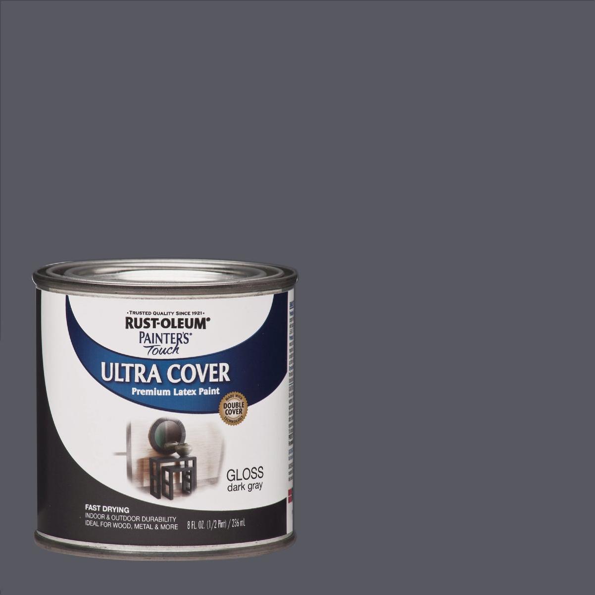 Rust-Oleum Painter's Touch 2X Ultra Cover Premium Latex Paint, Dark Gray, 1/2 Pt.