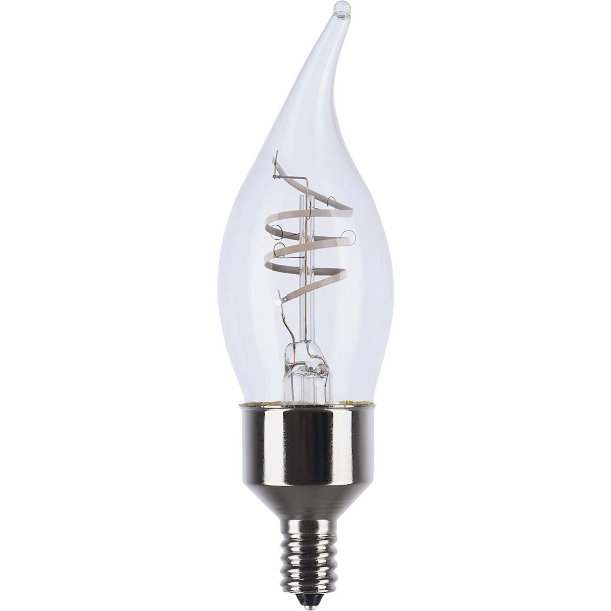 Satco Reminiscent 40W Equivalent Warm White Flame-Tip Gray Coil Filament Candelabra Decorative Light Bulb (2-Pack)