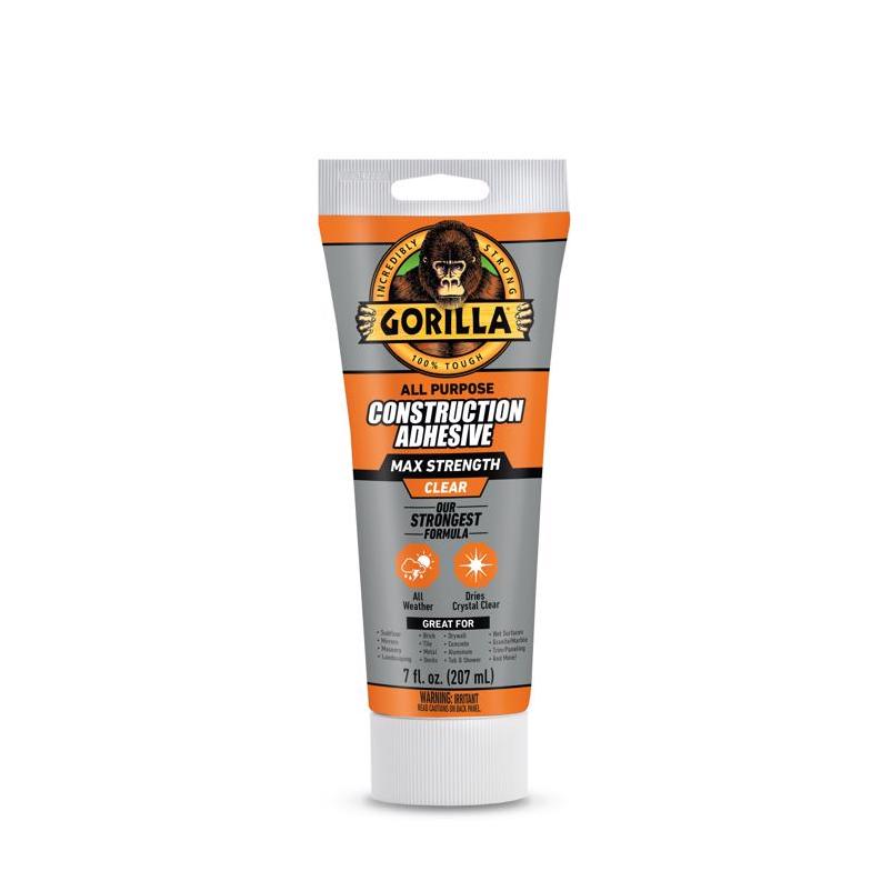Gorilla Clear Construction Adhesive – 7 oz Heavy‑Duty All‑Purpose Bonding Gel