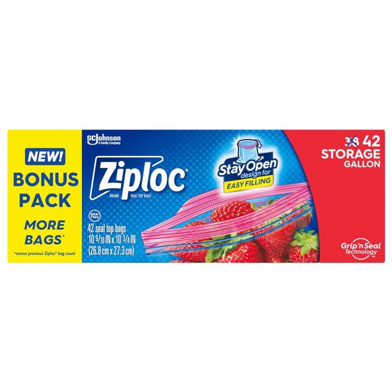 Ziploc 42‑Count Gallon Grip ’n Seal Freezer‑Safe Storage Bags